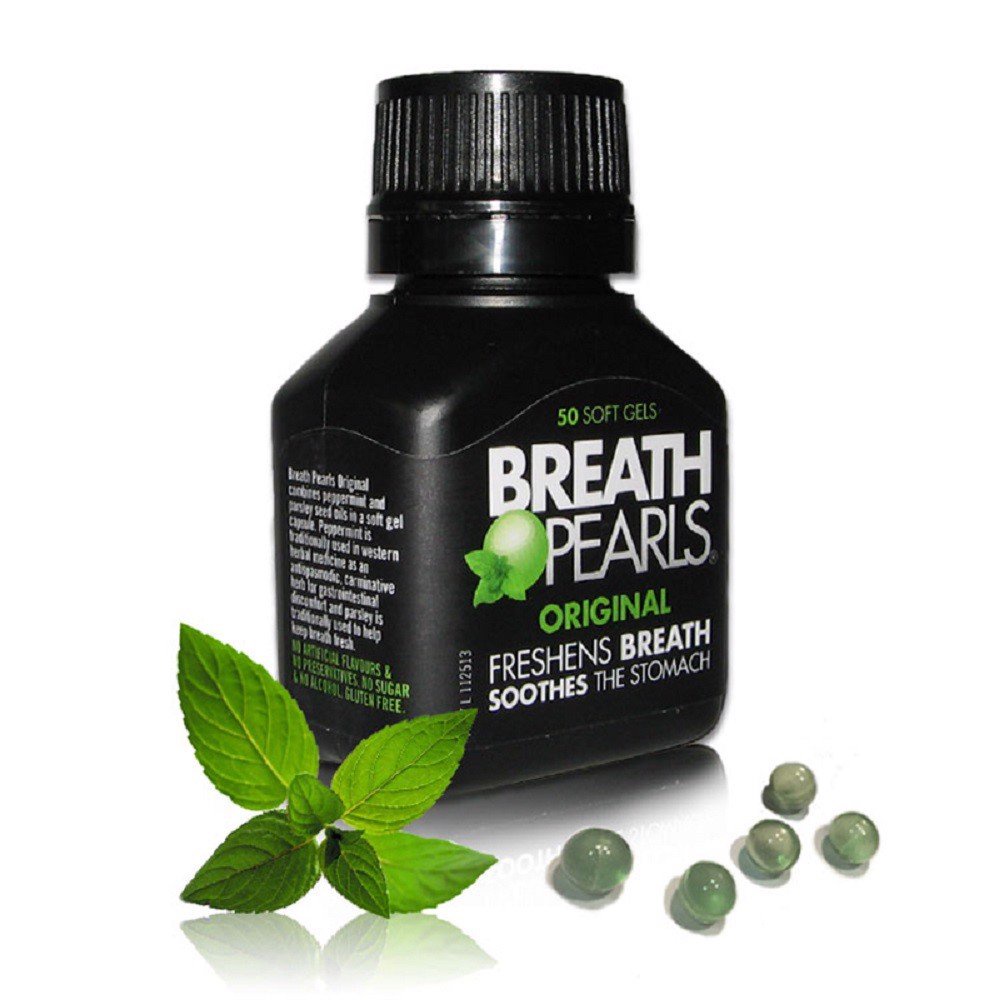 Viên Uống Hỗ Trợ Thơm Miệng Breath Pearls 50 Viên Chiết Xuất Tinh Dầu Bạc Hà, Hạt Mùi Tây