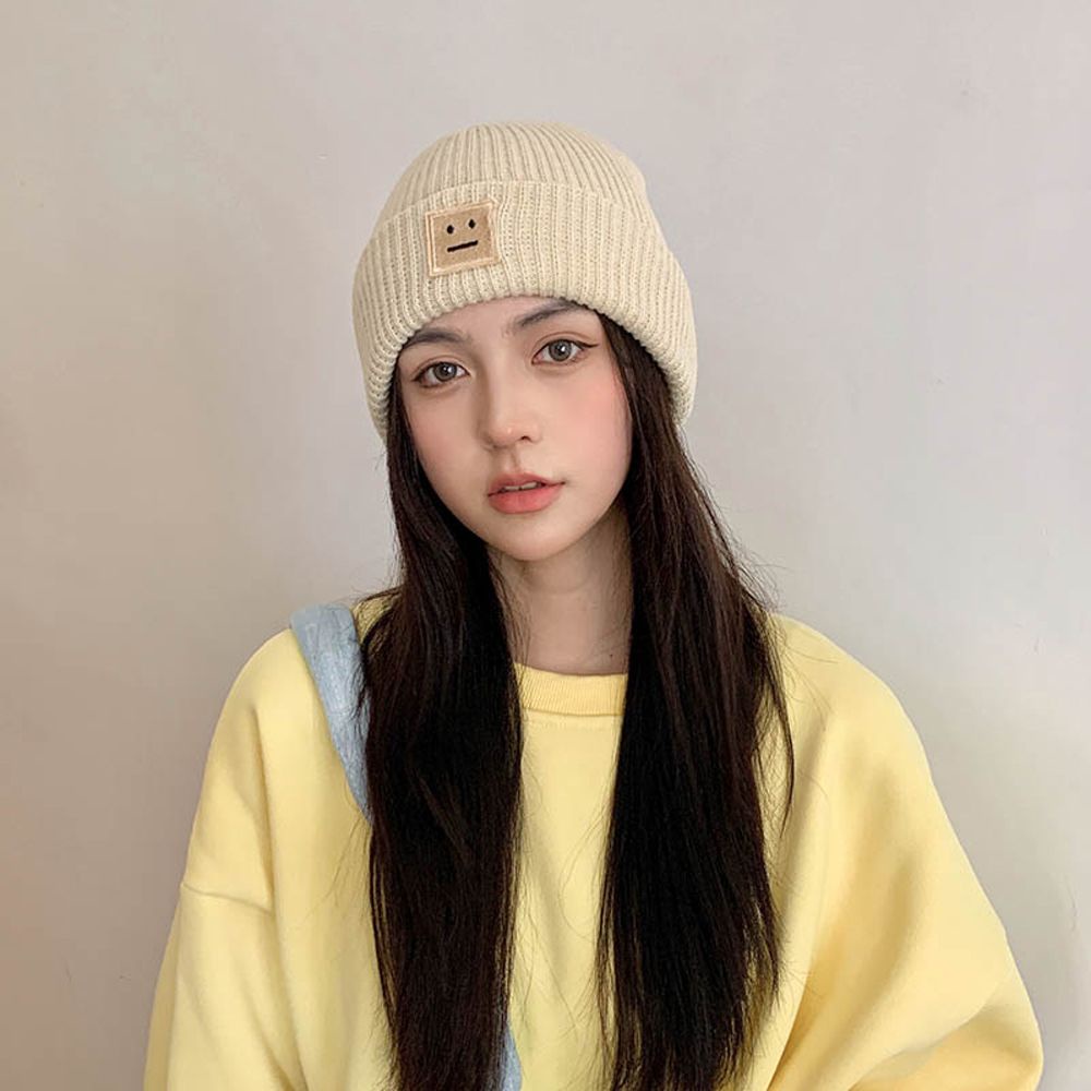 Mũ len dệt kim họa tiết mặt cười phong cách Hàn Quốc thời trang thu đông cho nam và nữ