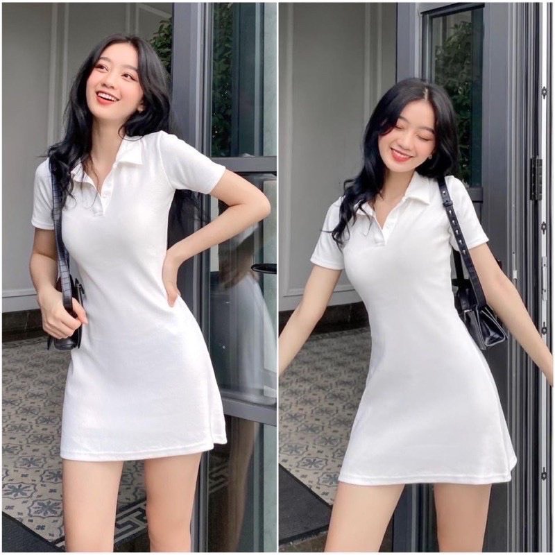 Váy polo nữ LOZADO váy suông đầm suông cổ bẻ kiểu dáng cá tính năng động - V147