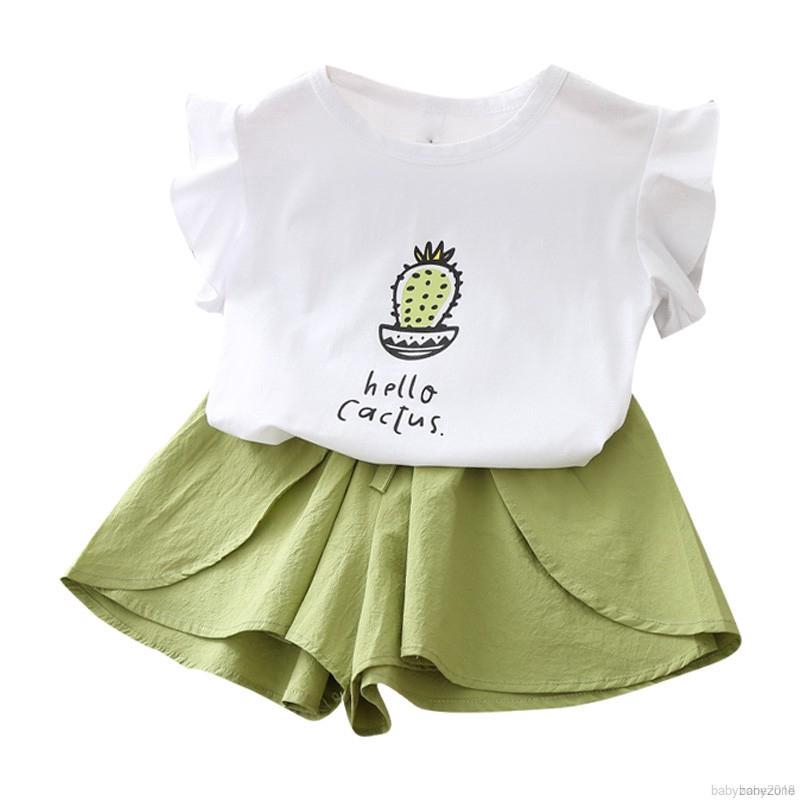 Bộ áo sát nách cổ tròn + Quần short cho bé gái