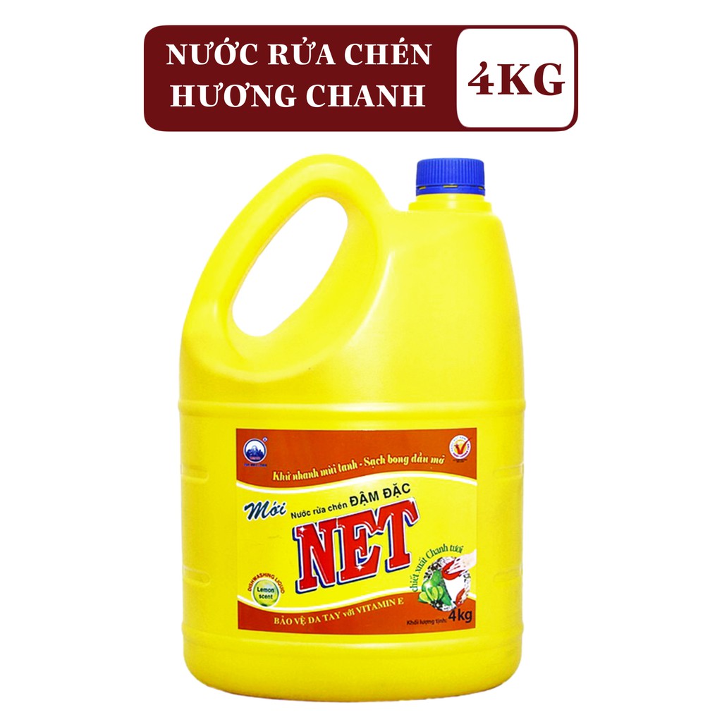 Nước Rửa Chén NET Đậm Đặc Hương Chanh 4KG