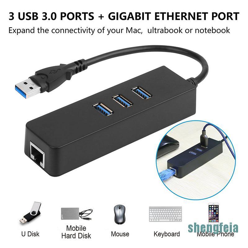 Bộ Chia 3 Cổng Usb 3.0 Rj45 1000mbps