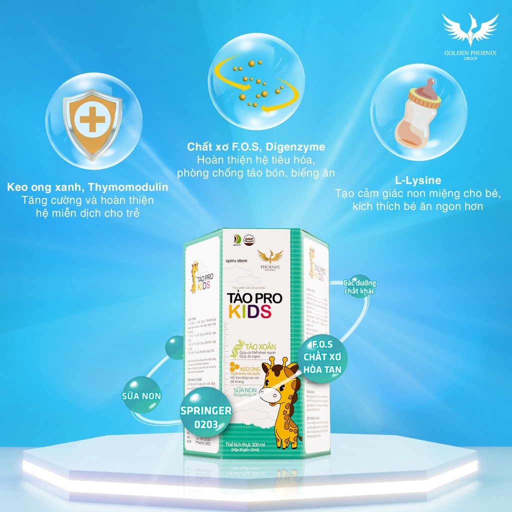 Siro ăn ngon cho bé Tảo Pro Kids giúp bé ăn ngon ngủ ngon tăng sức đề kháng