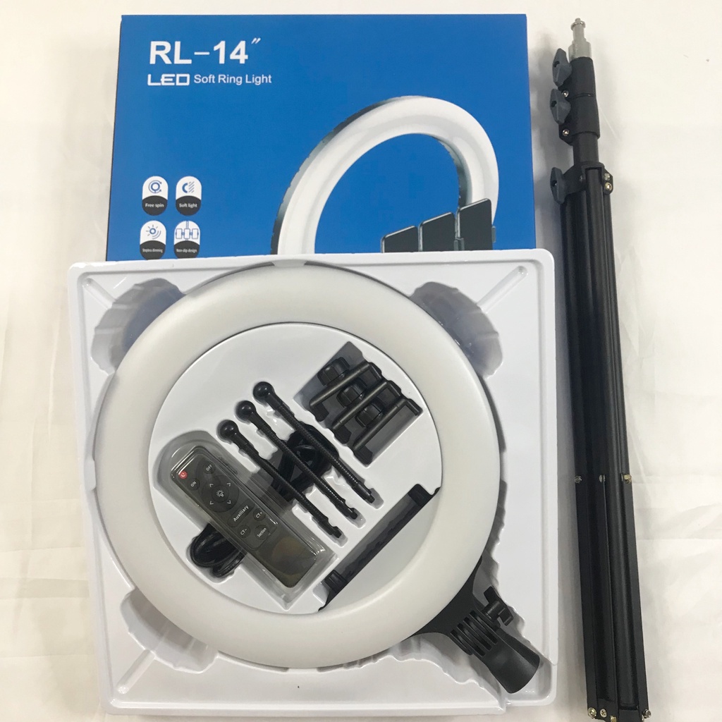 Đèn Livestream[FREESHIP] RL14, 3 Kẹp Điện Thoại, Quay Tiktok,Làm Spa, Phun xăn ( Có Tặng Kèm Điều Khiển Từ Xa)[hulako]