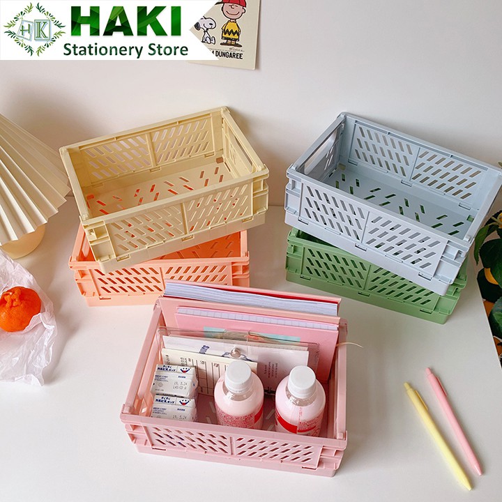 Kệ đựng đồ bằng nhựa HAKI có thể gấp gọn nhiều màu tiện lợi KN01