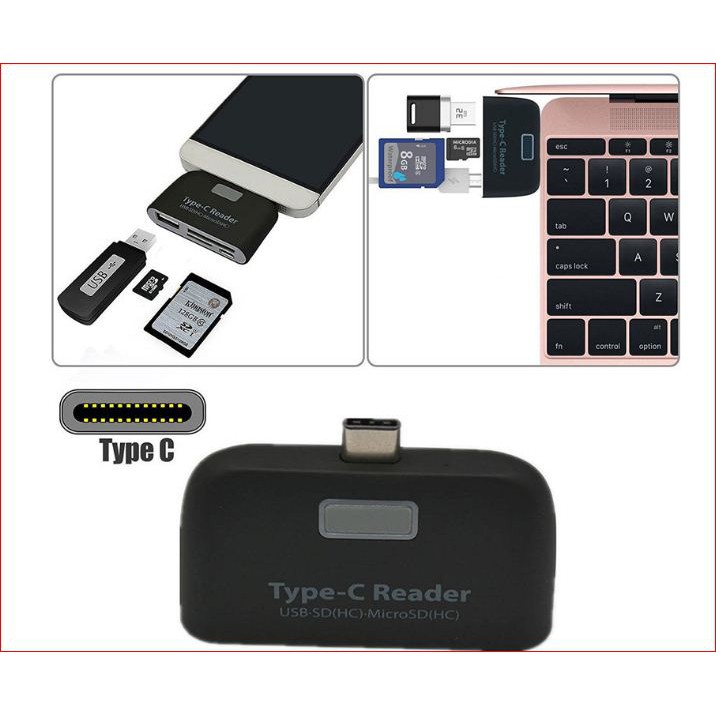 Đầu đọc thẻ nhớ SD, micro SD và OTG cho điện thoại cổng micro USB và Type C