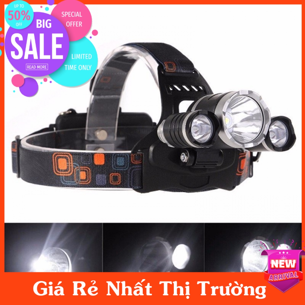 Đèn Pin 3 Bóng T6 Đội Đầu Siêu Sáng - [shopongvang24h]