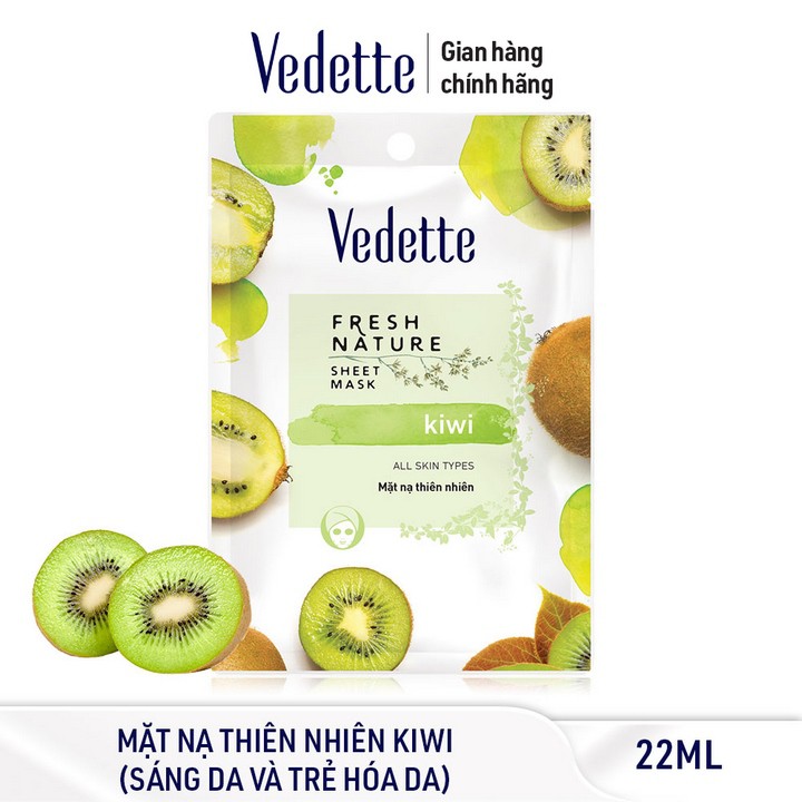 Combo 3 Mặt nạ Thiên nhiên kiwi Vedette 22ml/miếng