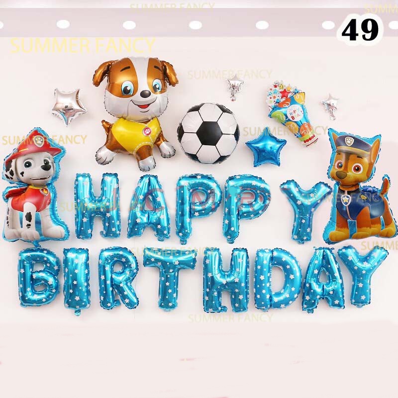 Set bong bóng Cún con đá bóng trang trí sinh nhật cho bé tuổi chó tuổi tuất lính cứu hỏa - Happy Birthday Dog