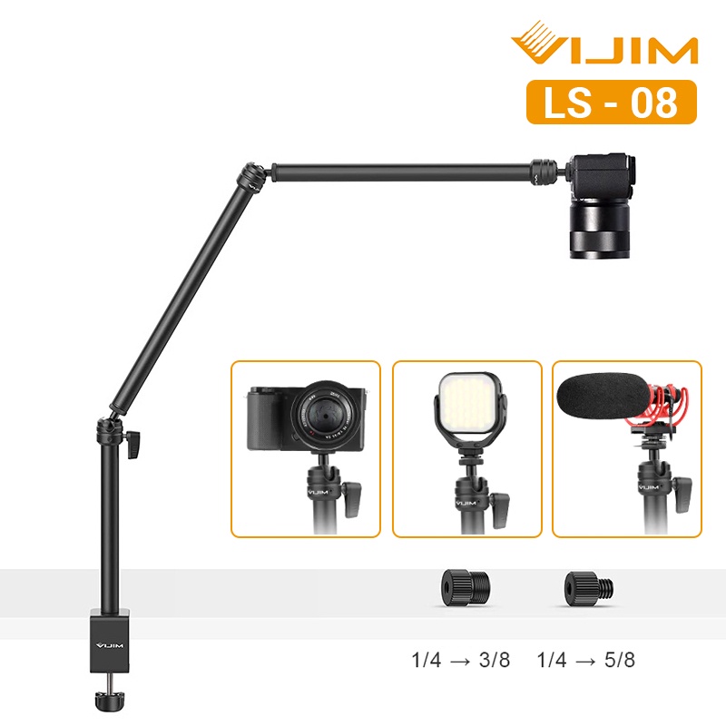 LS08 Flexible Overhead Camera Mount Desk Stand, Webcam Stand Microphone Boom Arm Tabletop Photography Videography Live Stream Table Clamp Mount - View #11