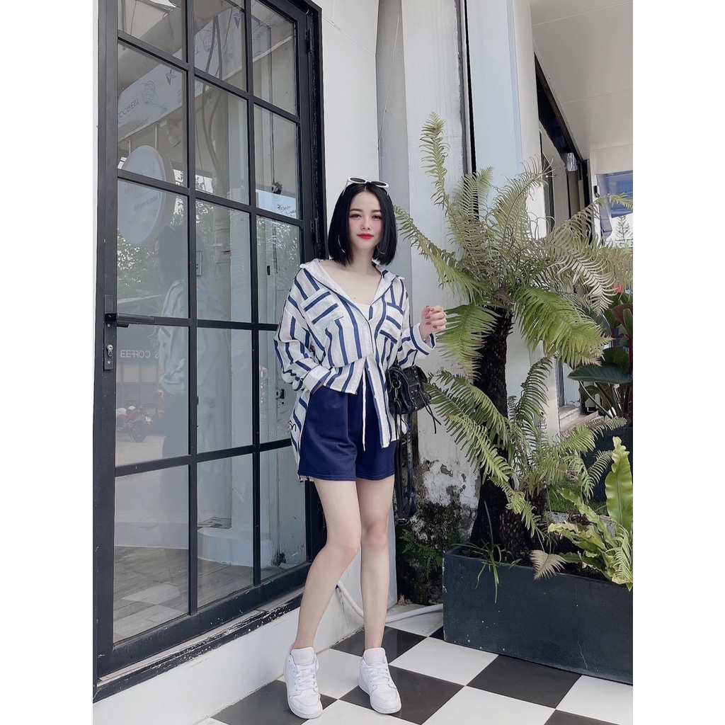 [SET SƠ MI ] Set Trang Phục Nữ, Set Đồ Cá Tính Áo Sơ Mi Kẻ Phối Quần Ngắn | BigBuy360 - bigbuy360.vn