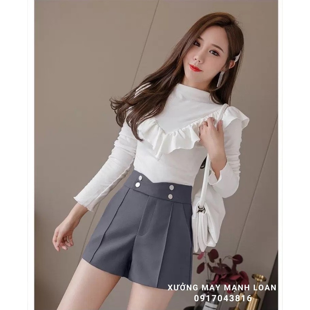 Quần Short Đùi Nữ Cạp Cao Đính Khuy Siêu Hot N094