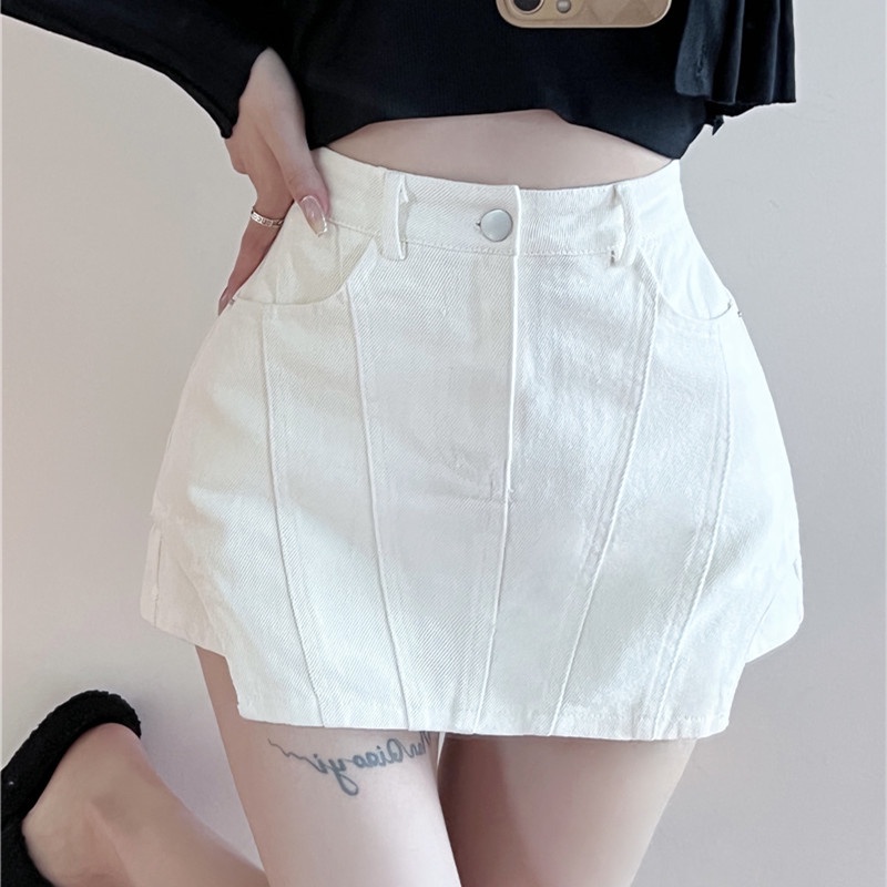 Chân Váy Denim Lưng Cao Thời Trang Dành Cho Nữ