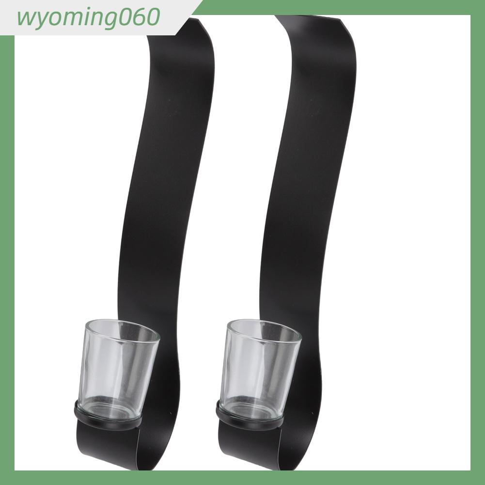 Wyoming060 2 cái Dài S Hình Chữ Treo Tường Chân Nến với Sắt Đen Khay Bộ Dụng Cụ Trang Trí Nội Thất