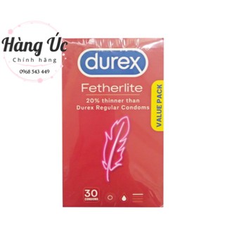 Bao cao su durex siêu mỏng úc 💥freeship💥 hàng úc hộp 30 cái