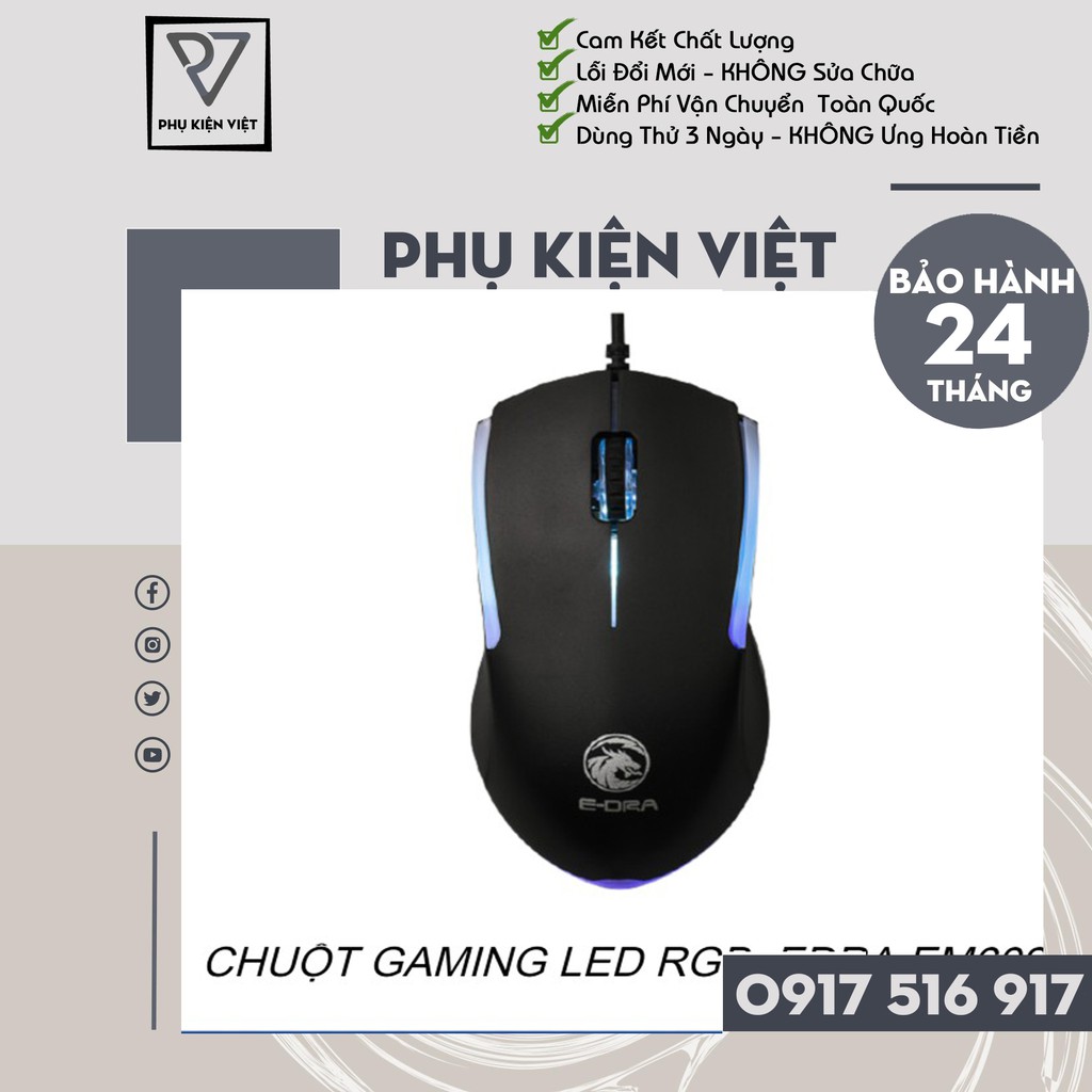 [Hàng Chính Hãng] Chuột Gaming E- DRA EM602, Chuột Game  E- DRA EM602 - Bảo Hành 24 tháng