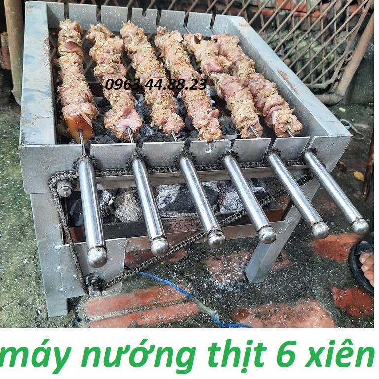 [BẾP NƯỚNG THAN HOA] MÁY NƯỚNG THỊT XIÊN TỰ ĐỘNG TẶNG KÈM 6 XIÊN INOX NƯỚNG THỊT, 1 XIÊN 3 CHẠC