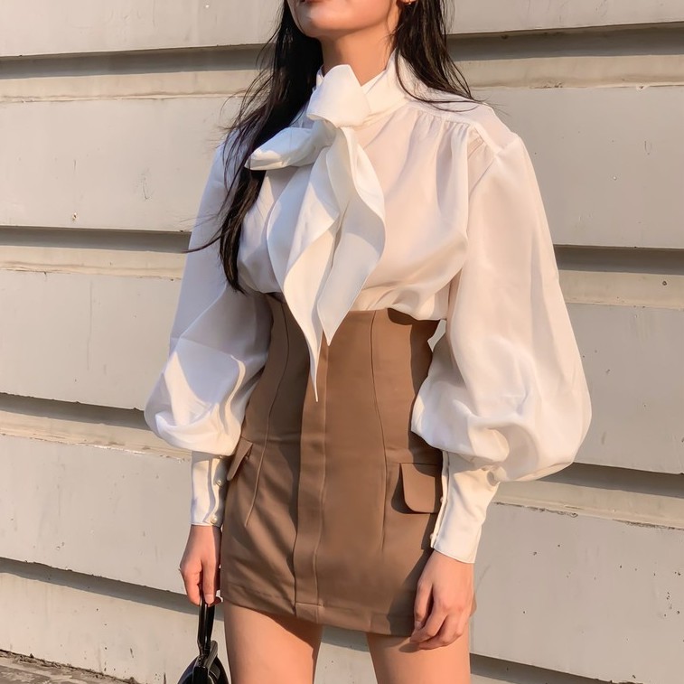 ONONMADE Sơ mi lụa cột nơ to cao cấp nữ tính Bowtie Blouse