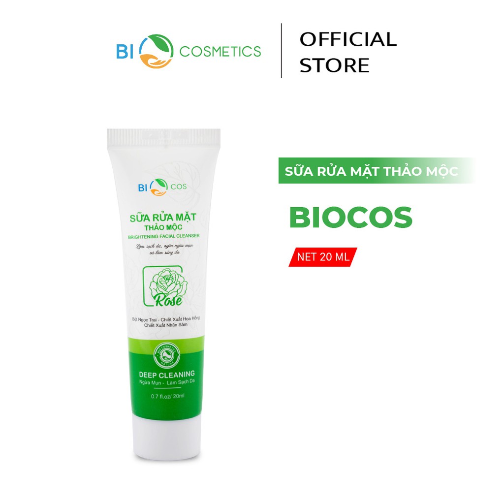 Sữa Rửa Mặt Cho Da Mụn Nhạy Cảm BIOCOS (size mini 20ml) - Sạch Sâu, Hết Dầu, Ngăn Mụn