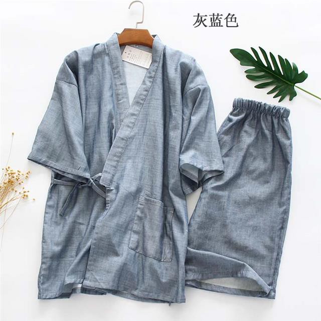 Bộ Đồ Ngủ Tay Ngắn Chất Cotton Phong Cách Kimono Nhật Bản Thời Trang Mùa Hè Cho Nam