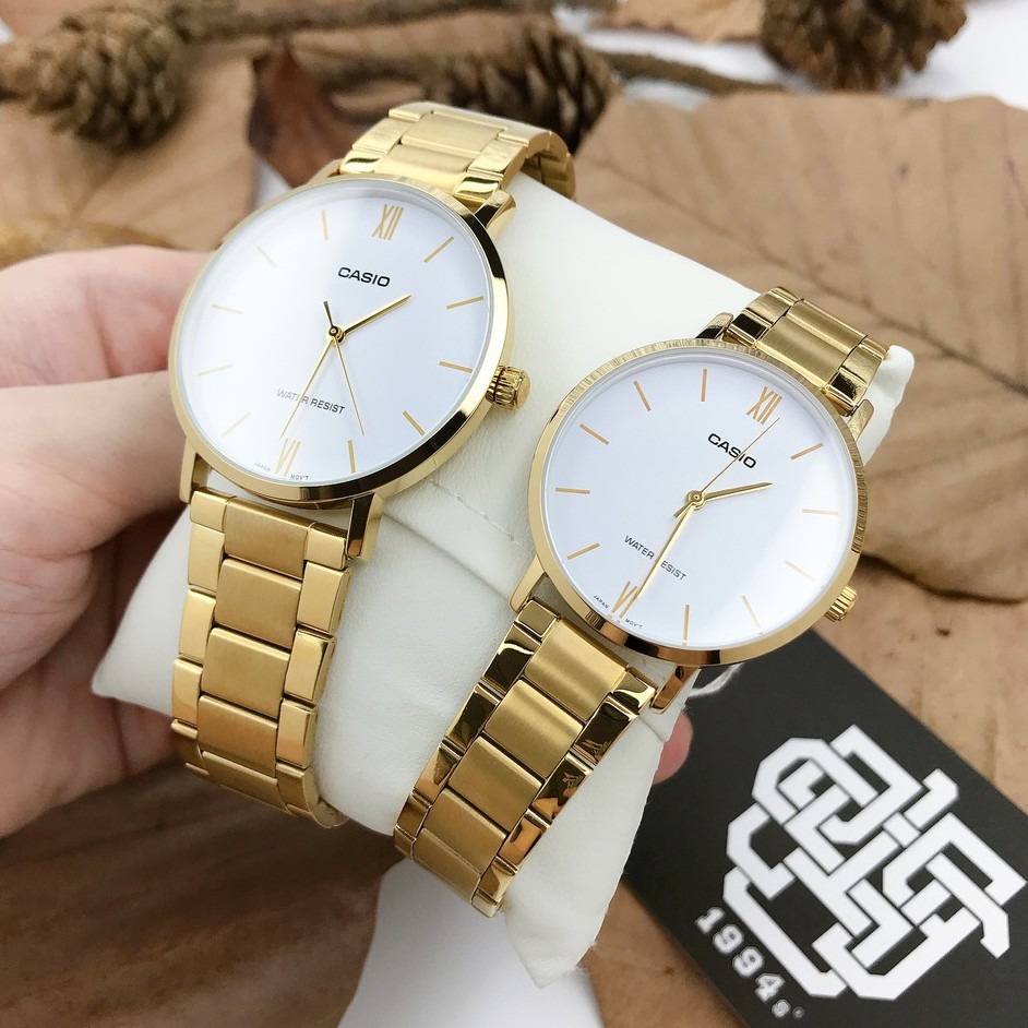 Đồng hồ cặp Casio MTP-VT01G-7B / LTP-VT01G-7B dây thép không gỉ, chống nước, hàng chính hãng