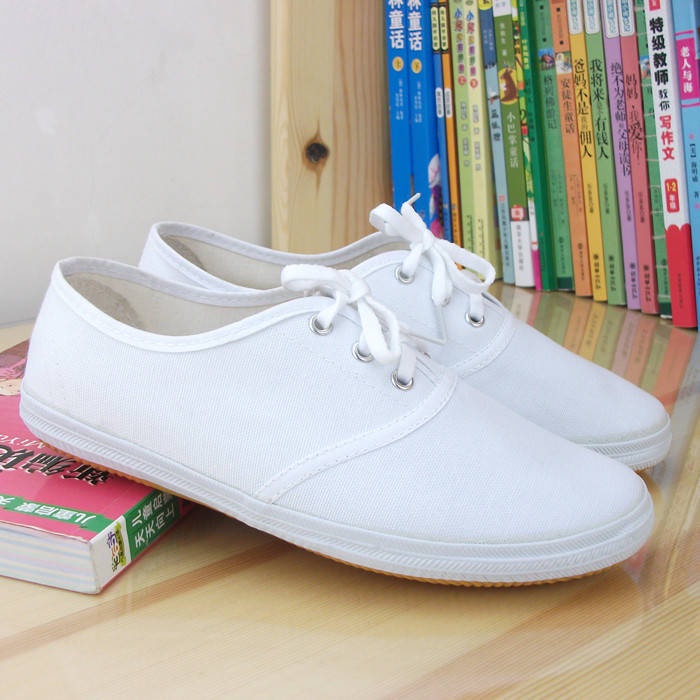 【Hàng Có Sẵn】Giày Thể Thao Vải canvas Màu Trắng Tinh Khiết Cho Nam Và Nữ Dùng Tập Nhảy Và Nhảy Múa Buổi Sáng Cỡ Nhỏ
