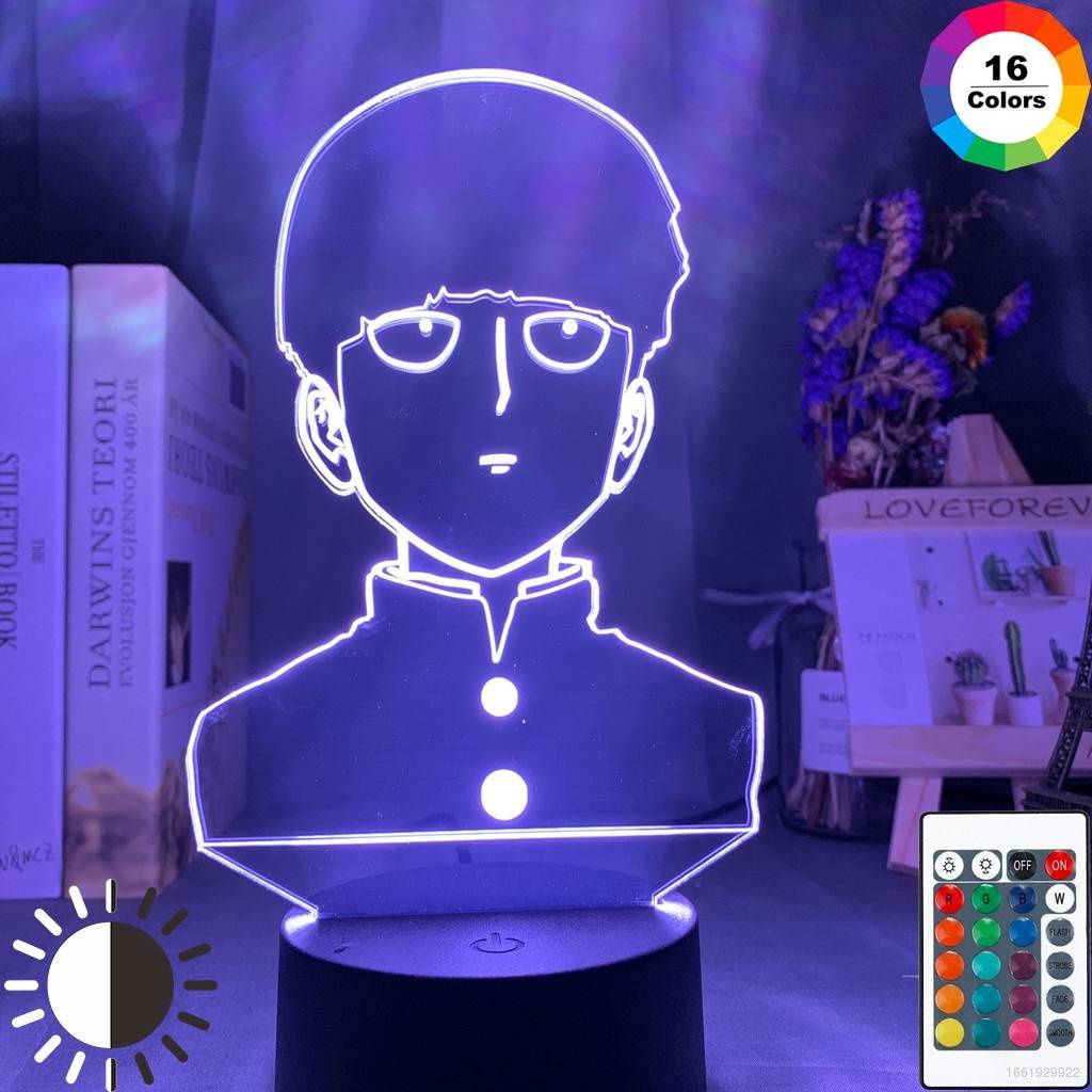 Đèn Ngủ Để Bàn 100 Bóng LED Sạc USB Điều Khiển Từ Xa Hình Ellen Mob Psycho Trang Trí Nhà Cửa