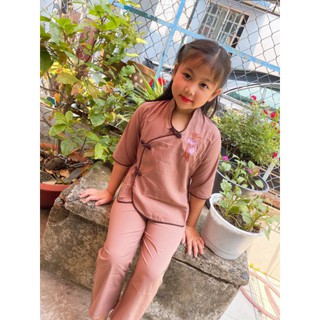Đồ lam đi chùa bé gái sẩm xéo kate size 4-38kg