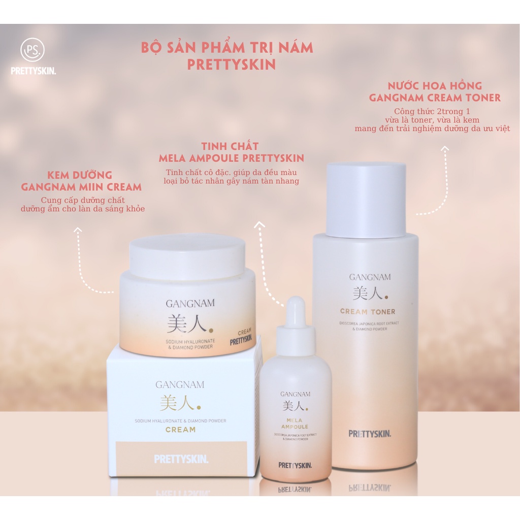 Nước Hoa Hồng Dưỡng Sáng Làm Dịu Da Gangnam Cream Toner Prettyskin 180ml