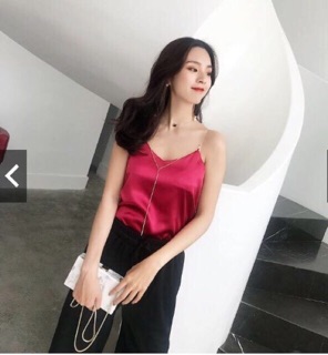 Áo dây cô V phi lụa ( dây xích tháo rời được)