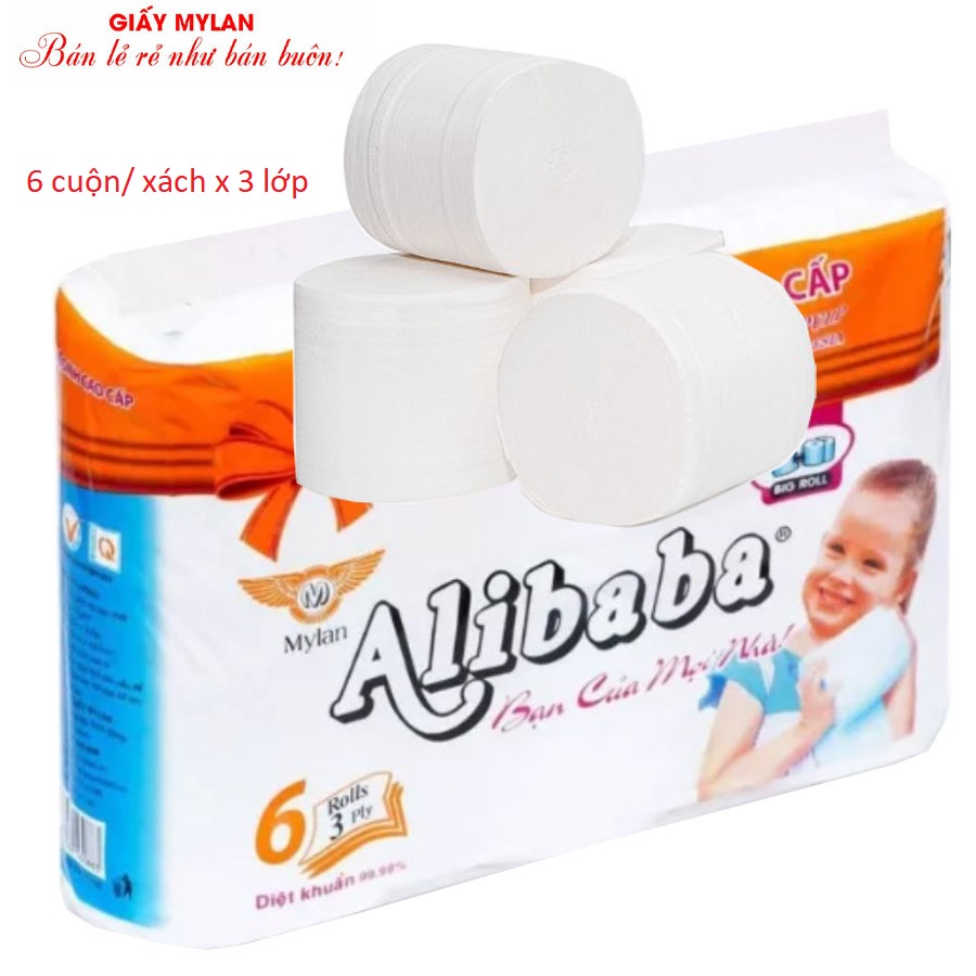 ComBo 6 Cuộn giấy vệ sinh không lõi ALIBABA cao cấp