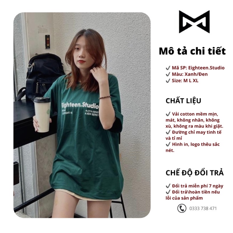 Áo Thun Tay Lỡ Xanh Lá EIGHTEEN Nam Nữ Phong Cách Ulzzang Unisex GTM