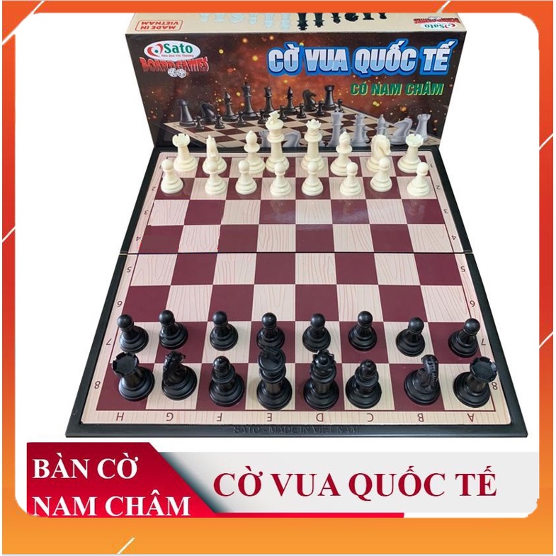 Đồ chơi bộ cờ vua quốc tế nam châm cao cấp có hộp đựng hãng Sato Việt Nam bằng nhựa an toàn cho bé giúp phát triển tư du