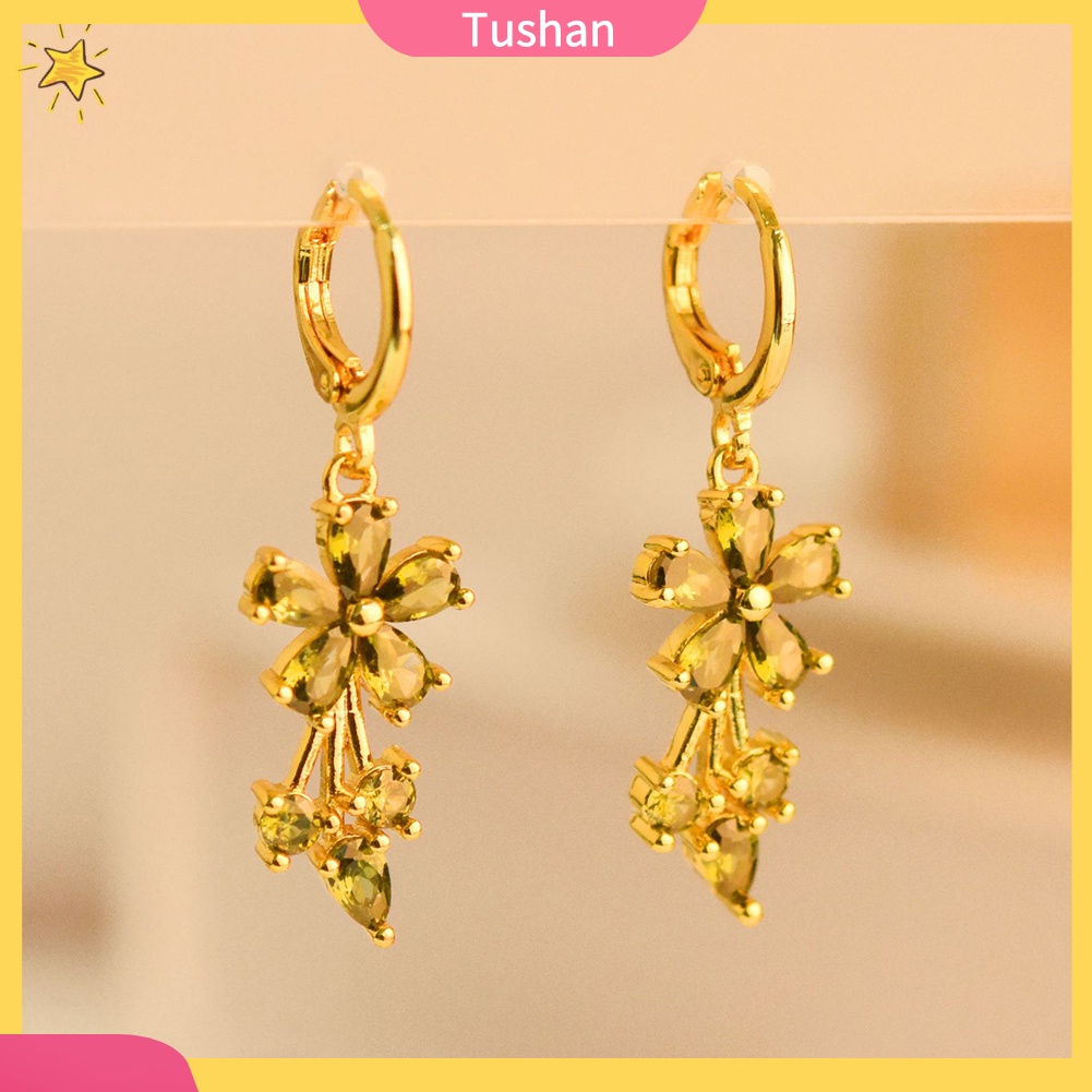 Khuyên tai hình hoa đính đá zirconia thanh lịch cho nữ