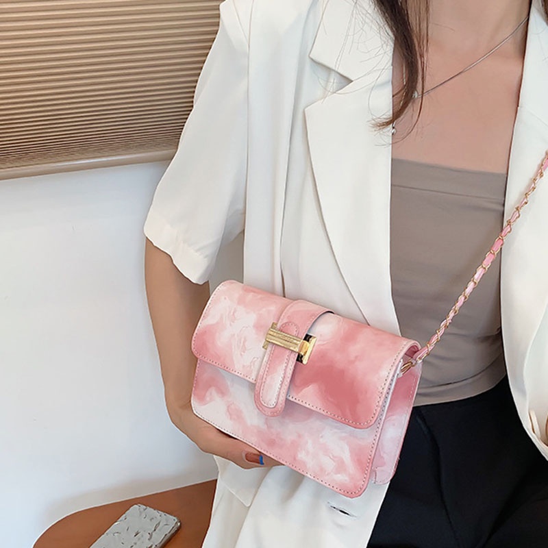 Túi Đeo Vai Hình Vuông Cỡ Nhỏ Phối Dây Đeo Sợi Xích Thời Trang Cho Nữ