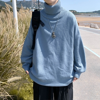 Áo Sweater Cổ Lọ Tay Dài Dáng Rộng Màu Sắc Đơn Giản Phong Cách Hàn Quốc Thời Trang Mùa Thu Cho Nam Giới
