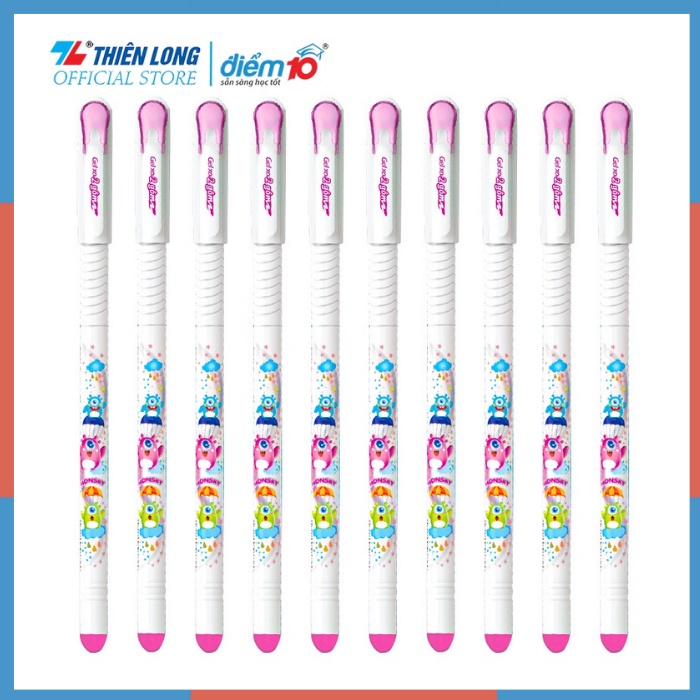 Bút gel xóa được Điểm 10 Mazzic GELE01, GELE02 ngòi 0.5mm đầu gôm xóa được hàng chính hãng Thiên Long