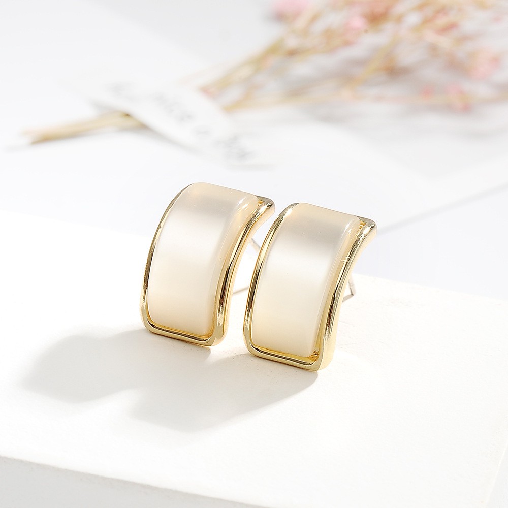 Khuyên tai bạc 925 đính đá opal phong cách họa tiết đơn giản