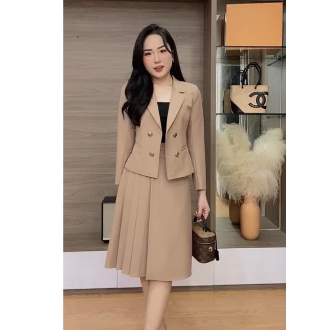 Set vest dạ nữ ZYM'S HOUSE họa tiết kẻ K454, K455