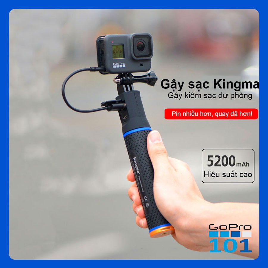 Gậy kiêm sạc dự phòng KingMa cho gopro 5 6 7 8, Sjcam, Yi Action, Osmo Action - Gopro101 - inoxnamkim