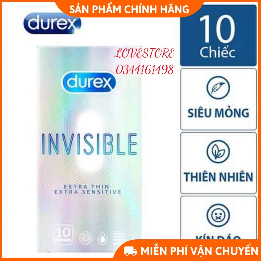 Bao cao su Durex Invisible Extra Thin siêu mỏng 10 bao ( che tên sản phẩm)