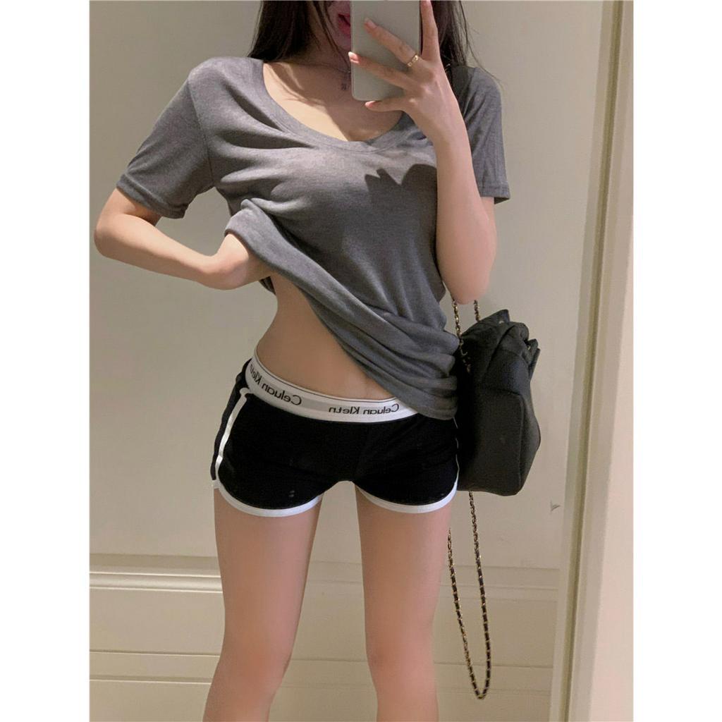 Cocory vn Áo Thun Tay Ngắn Cổ Chữ U Dáng Rộng Thời Trang Mùa Hè Phong Cách Hàn Quốc Cho Nữ