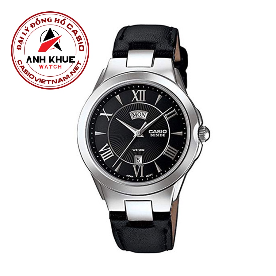 Đồng Hồ Casio Nữ BEL-130L-1AVDF Dây Da, Mặt Số La Mã, chống Nước WR50M