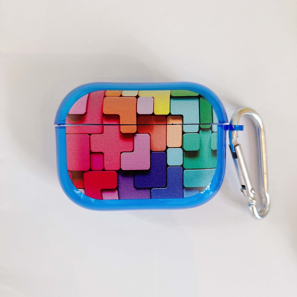 Vỏ bảo vệ hộp sạc tai nghe không dây trong suốt họa tiết trò chơi xếp hình thích hợp cho Apple Airpods Pro 2 1 3