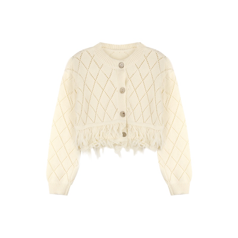 Áo Khoác cardigan Dệt Kim Thiết Kế Viền Rỗng Dáng Ngắn Thời Trang Cho Nữ