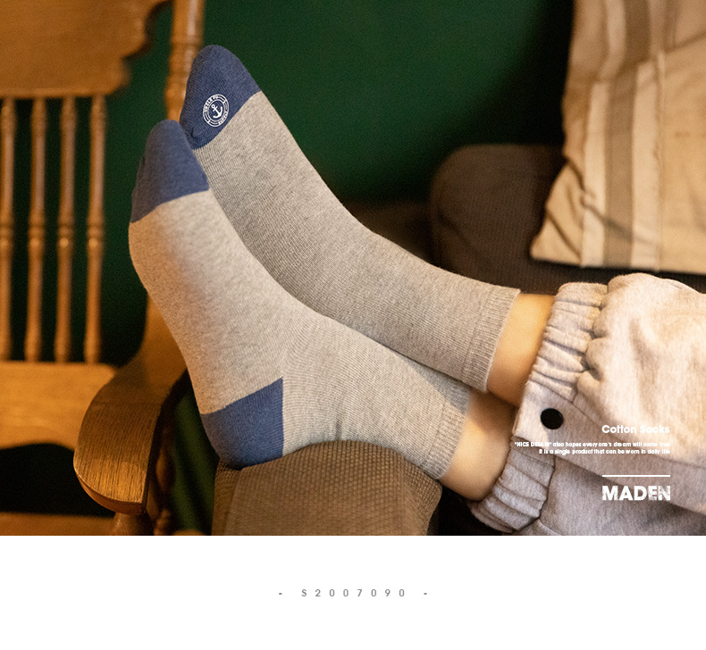 Vớ cotton Maden cổ cao thấm hút mồ hôi màu sắc nổi bật phong cách retro Nhật Bản