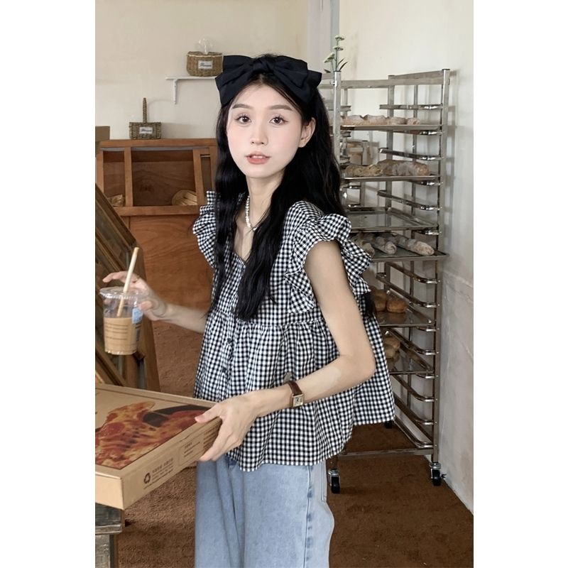 Áo Kiểu Cổ Vuông Thời Trang Mùa Hè Xinh Xắn Cho Nữ
