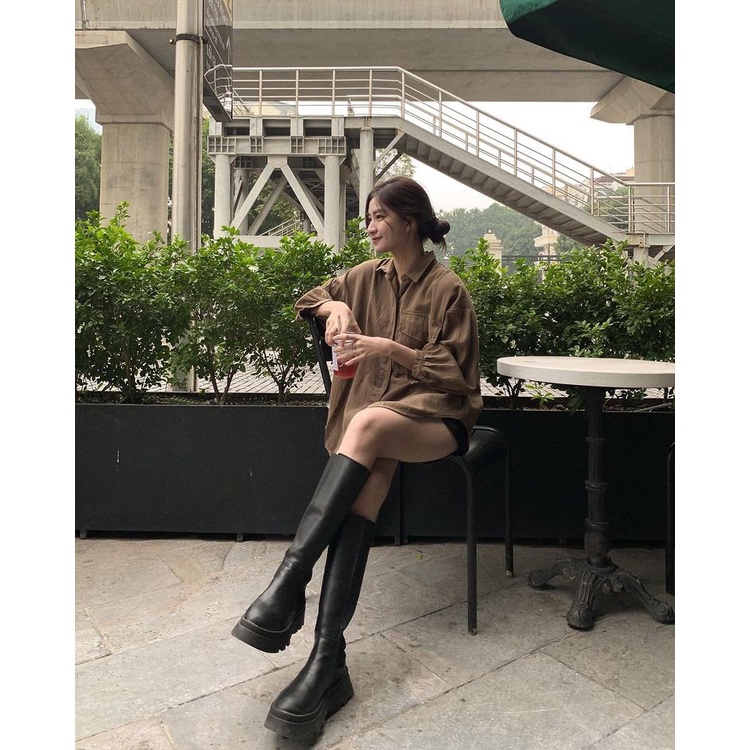 Sơ mi Form rộng túi ngực và bo tay