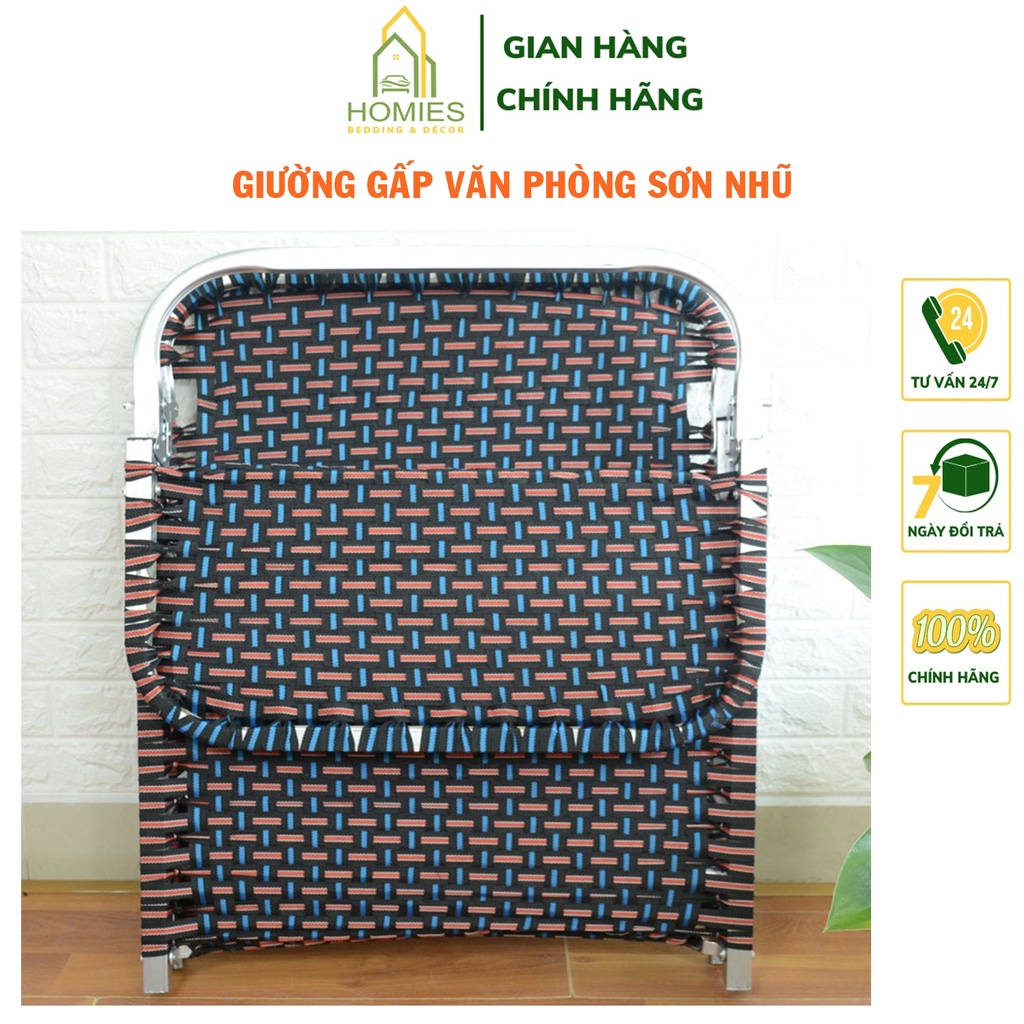 Giường Gấp Văn Phòng Sơn Nhũ HOMIES, Giường Gấp Cá Nhân, Bệnh Viện Khung Vuông