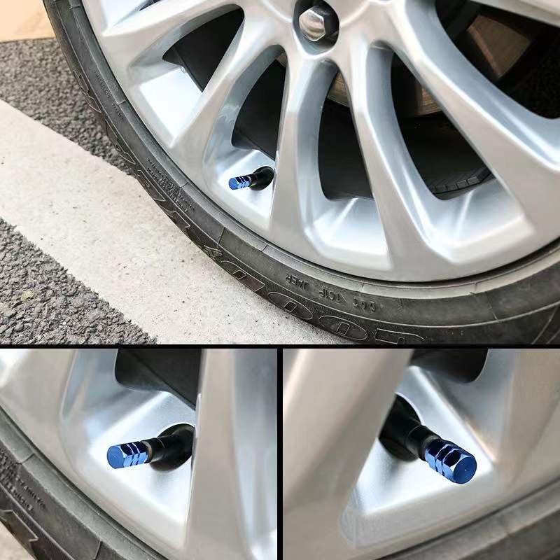 Bộ 4 Nắp Van Bánh Xe Hơi / Xe Tải / Xe Máy Hình Lục Giác Bằng Hợp Kim Nhôm Chống Thấm Nước Tiện Dụng